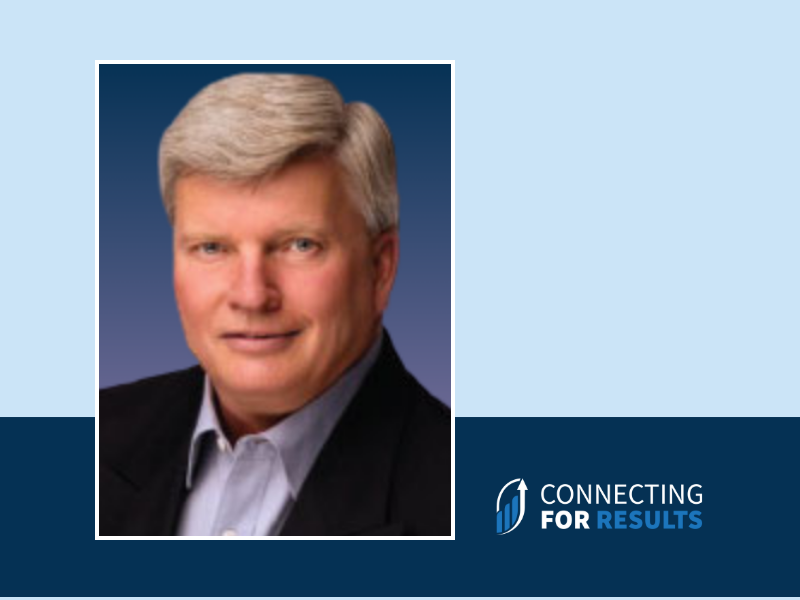 A professional headshot of Steve Grieveson, Managing Partner, Strategic Consulting at Connecting for Results, wearing a dark suit and light-colored shirt, set against a blue gradient background.